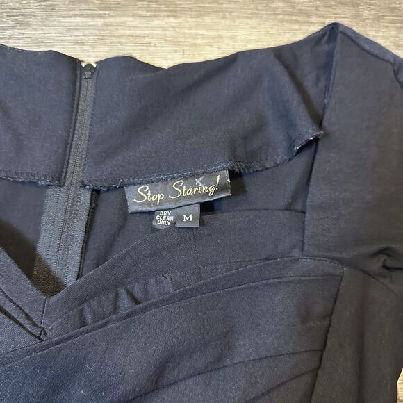 Stop Staring! Black 40’s Inspired Pinup Retro Dress Women’s Size Medium - Picture 8 of 8